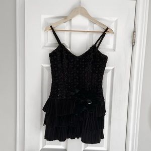 BEBE | Black mini dress with ruffles